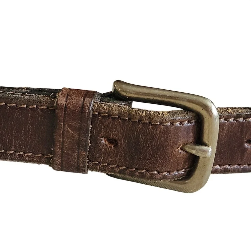 Braided Leather Belt Mens 34 Brown Black Silver Buckle Western Rustic Style